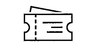 Ticket-Symbol (schwarz-weiß) mit Perforationslinie und Textstreifen